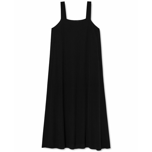 エイリーンフィッシャー レディース ワンピース トップス Women's Silk Shoulder-Strap Dress Black