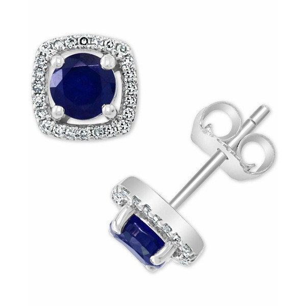 エフィー コレクション レディース ピアス＆イヤリング アクセサリー EFFY® Sapphire (7/8 ct. t.w.) & Diamond (1/8 ct. t.w.) Halo