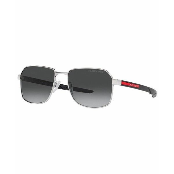 プラダ メンズ サングラス・アイウェア アクセサリー Men's Polarized Sunglasses, 57 Silver-Tone