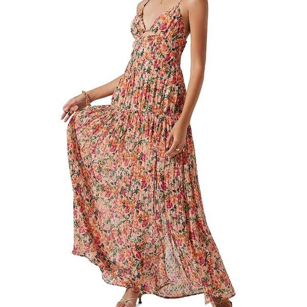 アストール レディース ワンピース トップス Women's Tropics Floral-Print Maxi Dress Peach Fuchsia Floral