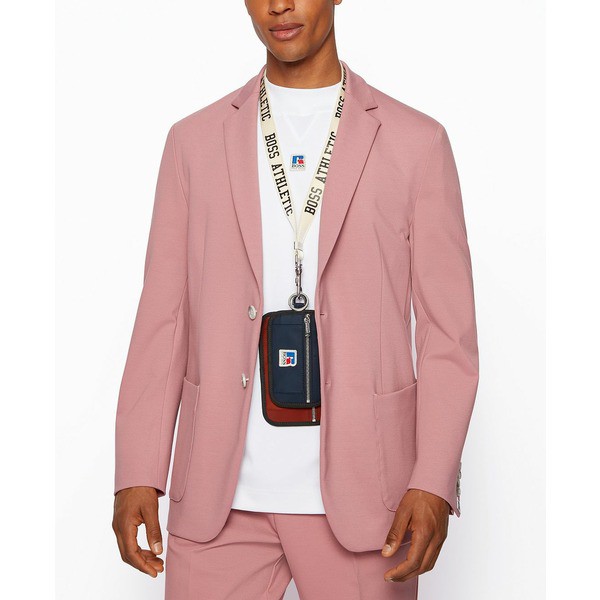 ヒューゴボス メンズ ジャケット＆ブルゾン アウター BOSS x Russell Athletic Men's Logo Regular-Fit Jacket Light/Pastel Pink