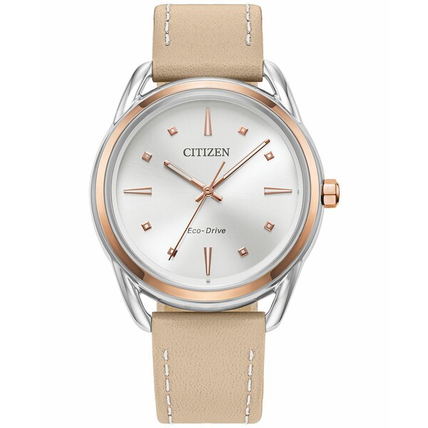 シチズン レディース ワンピース トップス Eco-Drive Women's Dress Classic Beige Leather Strap Watch 36mm Beige