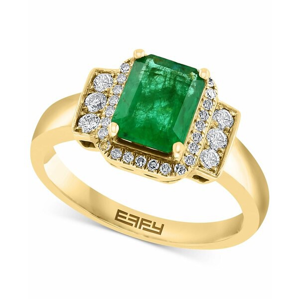 エフィー コレクション レディース リング アクセサリー EFFY® Emerald (1-3/8 ct. t.w.) & Diamond (1/4 ct. t.w.) Halo Statement