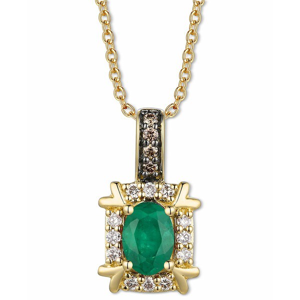 ルヴァン レディース ネックレス・チョーカー・ペンダントトップ アクセサリー Emerald (3/8 ct. t.w.) & Diamond (1/10 ct. t.w.) Adjus