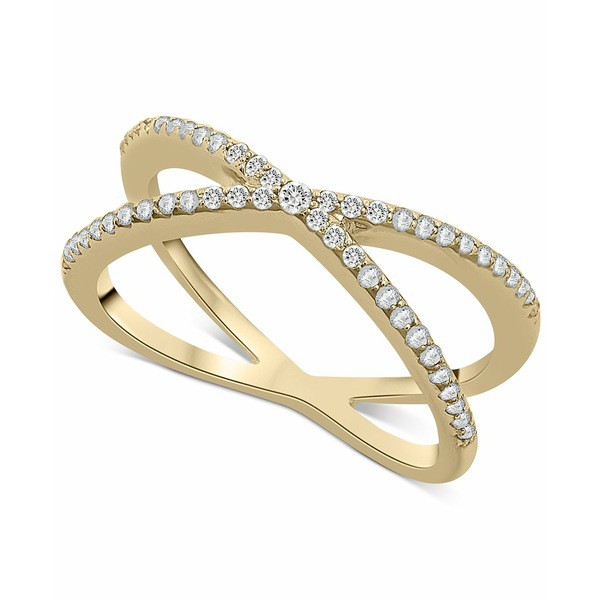 ラップド レディース リング アクセサリー Diamond Crossover Ring in 10k White or Yellow Gold (1/4 ct. t.w.), Created for Macy's Y