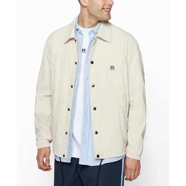 ヒューゴボス メンズ ジャケット＆ブルゾン アウター BOSS x Russell Athletic Men's Relaxed-Fit Jacket Light Beige