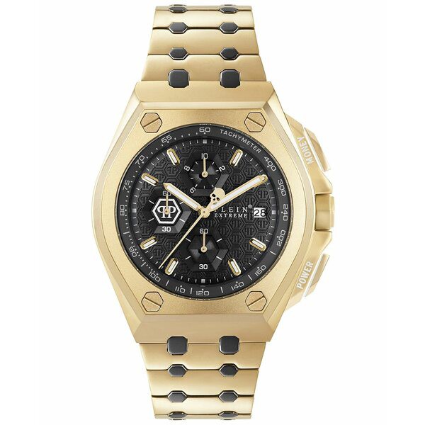 フィリッププレイン メンズ 腕時計 アクセサリー Men's Chronograph Plein Extreme Two-Tone Stainless Steel Bracelet Watch 44mm Two-T