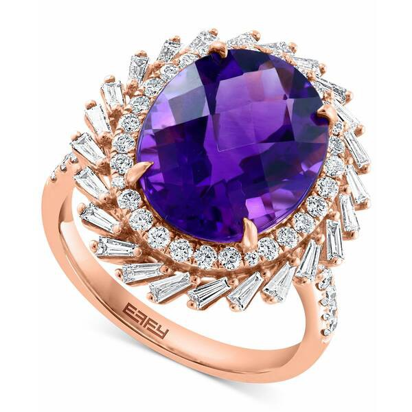 エフィー コレクション レディース リング アクセサリー EFFY® Amethyst (5-1/2 ct. t.w.) & Diamond (7/8 ct. t.w) Halo Statement