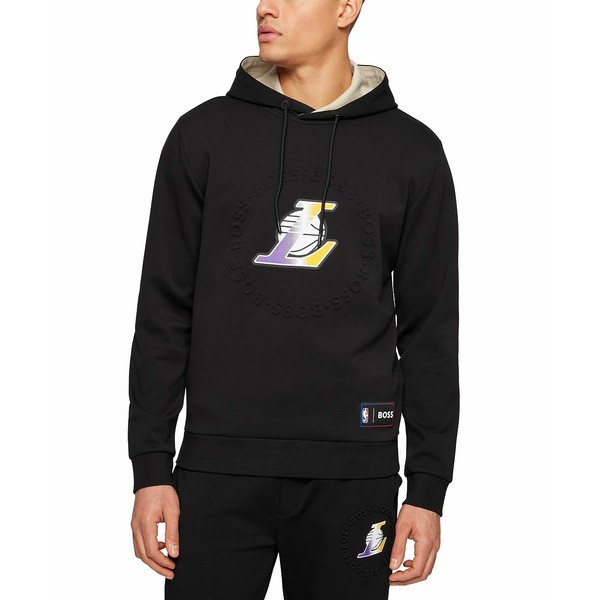 ヒューゴボス メンズ シャツ トップス BOSS x NBA Men's Los Angeles Lakers Hooded Sweatshirt Black