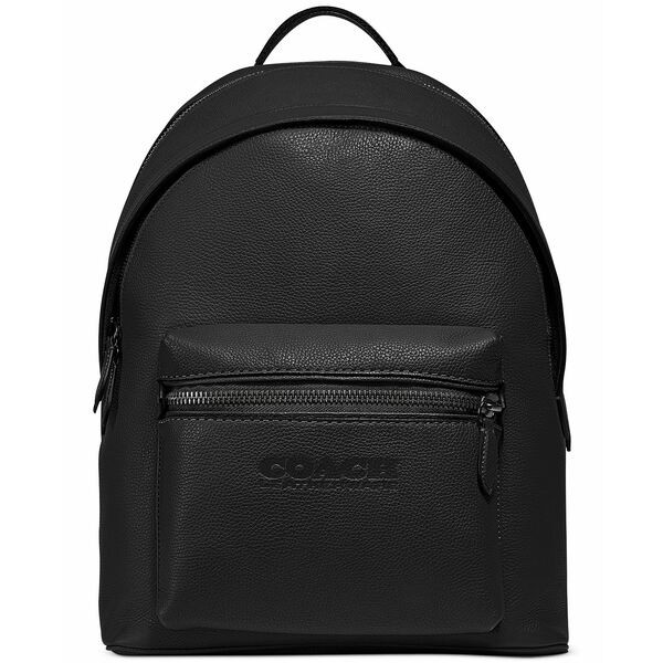 コーチ メンズ バックパック・リュックサック バッグ Men's Refined Pebbled Leather Charter Backpack Black