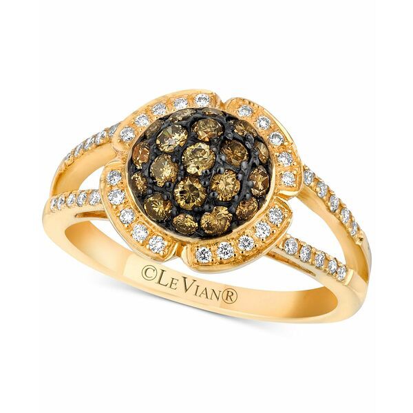 ルヴァン レディース リング アクセサリー Chocolatier® Diamond Halo Cluster Ring (3/4 ct. t.w.) in 14k Gold Yellow Gold