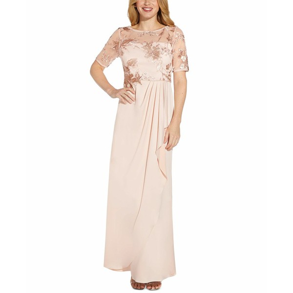 アドリアナ パペル レディース ワンピース トップス Floral Beaded Gown Joyful Blush