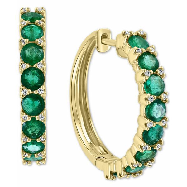 エフィー コレクション レディース ピアス＆イヤリング アクセサリー EFFY® Emerald (2-3/4 ct. t.w.) & Diamond (1/6 ct. t.w.) Hoo