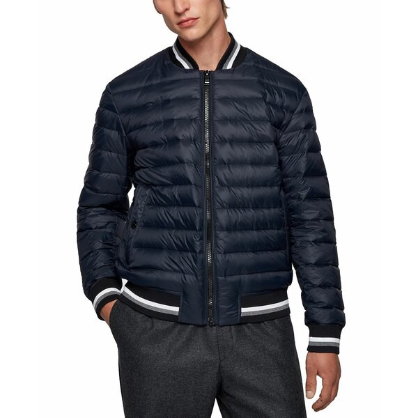 ヒューゴボス メンズ ジャケット＆ブルゾン アウター BOSS Men's Down-Filled Bomber Jacket Dark Blue