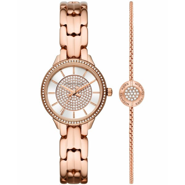 マイケルコース レディース 腕時計 アクセサリー Women's Allie Rose Gold-Tone Stainless Steel Watch 28mm and Sterling Bracelet Gift