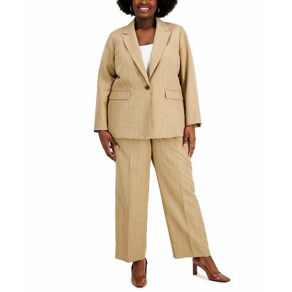 ル スーツ レディース カジュアルパンツ ボトムス Plus Size Straight-Leg Pantsuit Tan