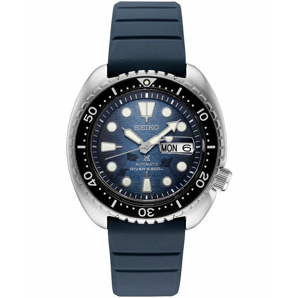 セイコー メンズ 腕時計 アクセサリー Men's Automatic Prospex Diver Dark Blue Silicone Strap Watch 45mm Blue