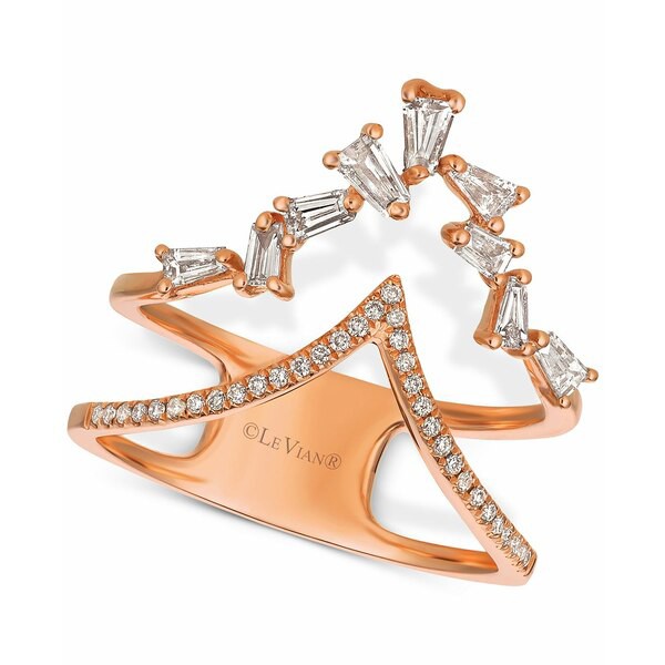 ルヴァン レディース リング アクセサリー Baguette Frenzy Diamond Double "V" Ring (1/2 ct. t.w.) in 14k Rose Gold Rose Gold