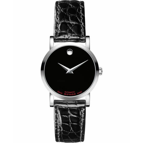 モバド レディース 腕時計 アクセサリー Women's Swiss Automatic Red Label Black Leather Strap Watch 26mm Black