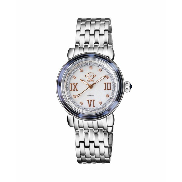 ジェビル レディース 腕時計 アクセサリー GV2 Women's Marsala Tortoise Silver-Tone Stainless Steel Swiss Quartz Bracelet Watch 36