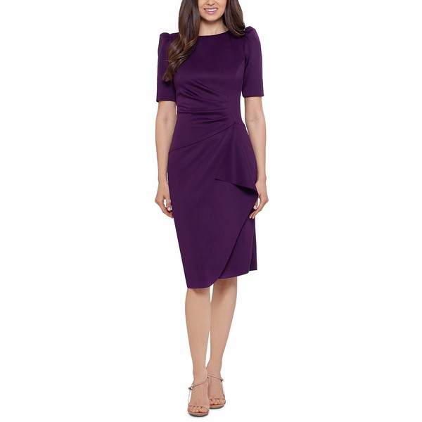 エスケープ レディース ワンピース トップス Petite Draped-Detail Bodycon Dress Plum