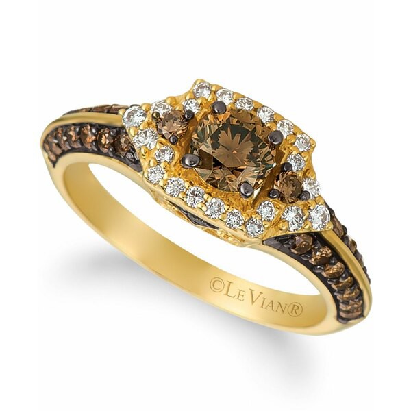 ルヴァン レディース リング アクセサリー Chocolate Diamond (7/8 ct. t.w.) & Vanilla Diamond (1/5 ct. t.w.) Ring in 14k Gold Yello