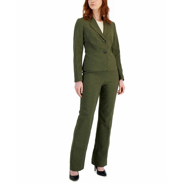 ル スーツ レディース カジュアルパンツ ボトムス Women's Two-Button Pantsuit, Regular and Petite Sizes Light Loden Heather