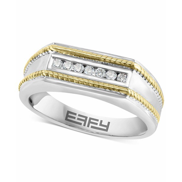 エフィー コレクション メンズ リング アクセサリー EFFY® Men's Diamond Rope-Accented Ring (1/8 ct. t.w.) in Sterling Silver &