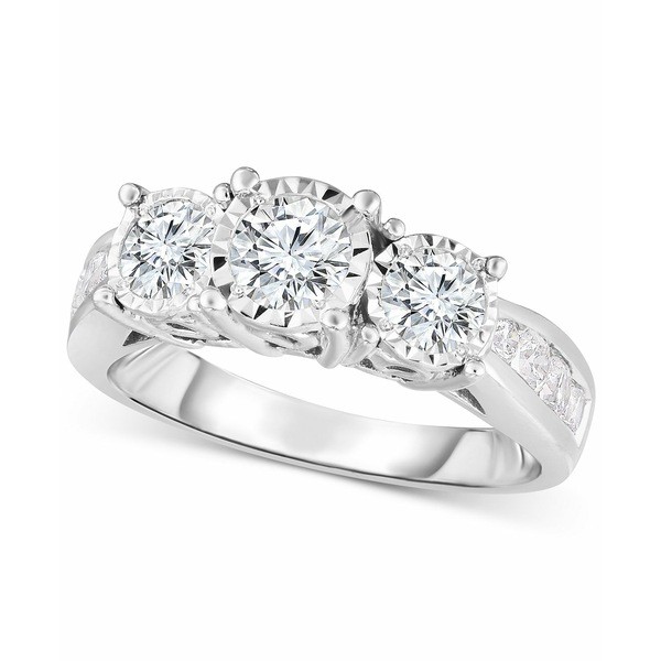 トゥルーミラクル レディース リング アクセサリー Diamond Trinity Engagement Ring (1-1/2 ct. t.w.) in 14k White Gold White Gold