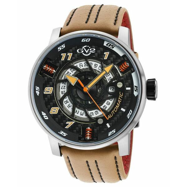 ジェビル メンズ 腕時計 アクセサリー Men's Motorcycle Swiss Automatic Tan Italian Leather Strap Watch 48mm Tan