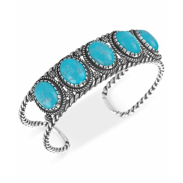 アメリカンウェスト レディース ブレスレット・バングル・アンクレット アクセサリー Turquoise Cuff Bracelet (25-3/8 ct. t.w.) in Ste