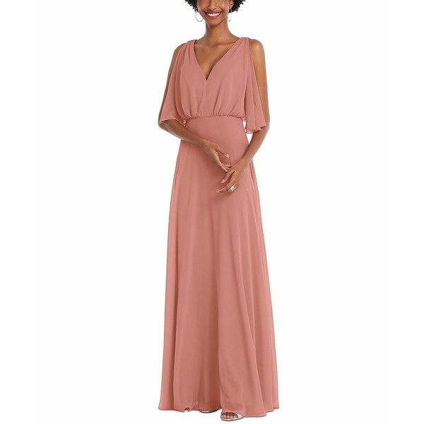 アフターシックス レディース ワンピース トップス V-Neck Split-Sleeve Blouson-Bodice Maxi Dress Desert Rose