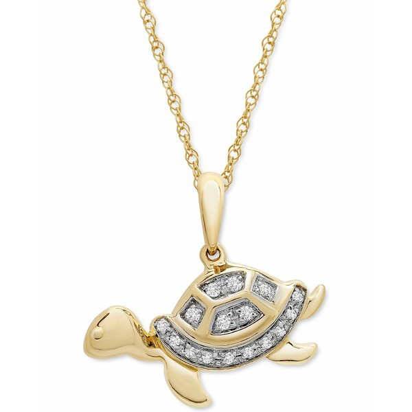 ラップド レディース ネックレス・チョーカー・ペンダントトップ アクセサリー Diamond Turtle 18" Pendant Necklace (1/20 ct. t.w.) i