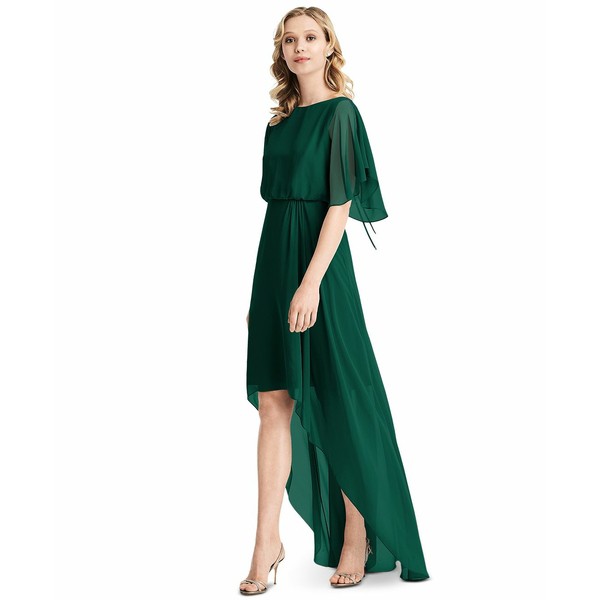 ジェニー・パッカム レディース ワンピース トップス Flutter-Sleeve High-Low A-Line Dress Hunter Green