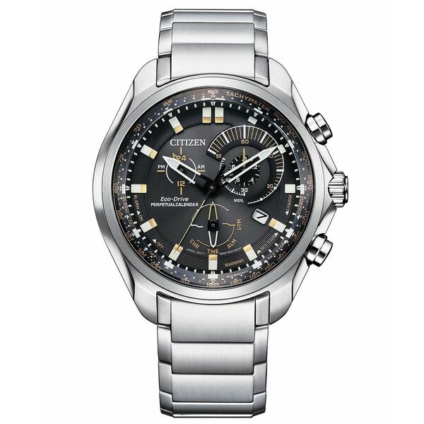 シチズン メンズ 腕時計 アクセサリー Men's Chronograph Eco-Drive Sport Luxury Stainless Steel Bracelet Watch 43mm Silver-tone