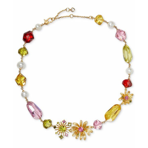 ケイト スペード レディース ネックレス・チョーカー・ペンダントトップ アクセサリー Gold-Tone Mixed Stone Flower Collar Necklace, 1