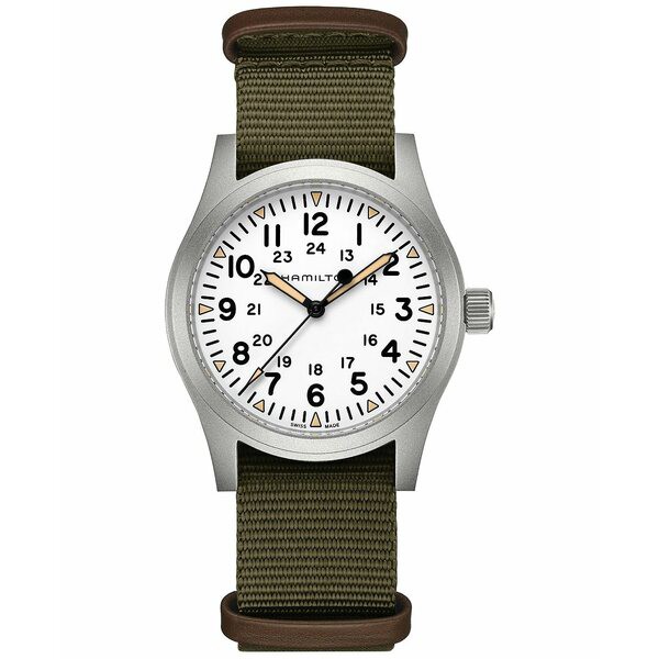 ハミルトン メンズ 腕時計 アクセサリー Men's Swiss Khaki Field Green Textile Strap Watch 42mm Green