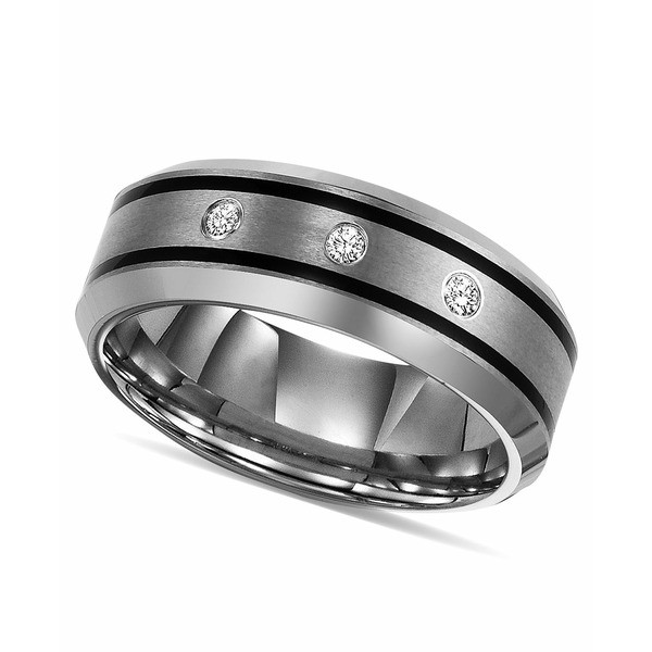 トライトン レディース リング アクセサリー Tungsten Ring, Diamond Wedding Band (1/10 ct. t.w.) Tungsten