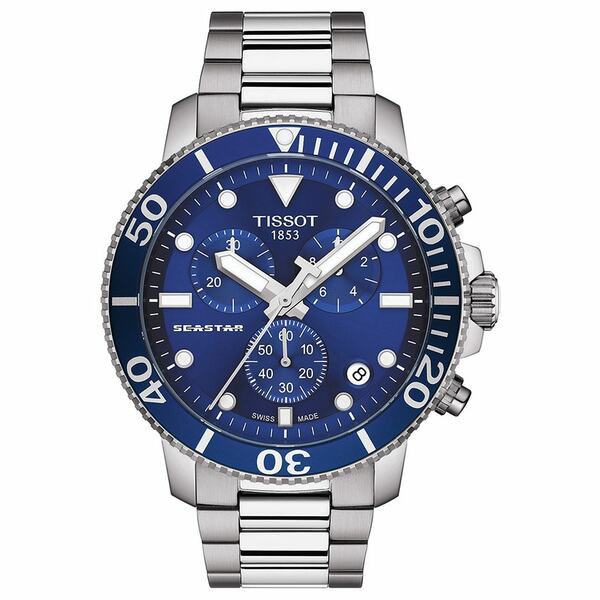 ティソット メンズ 腕時計 アクセサリー Men's Swiss Chronograph Seastar 1000 Stainless Steel Bracelet Diver Watch 45.5mm No Color