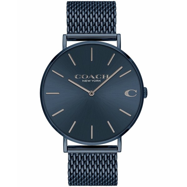 コーチ メンズ 腕時計 アクセサリー Men's Charles Blue Stainless Steel Mesh Bracelet Watch 41mm Dark Blue