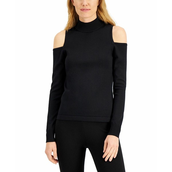 ダナキャラン レディース ニット&セーター アウター Cold-Shoulder Mock Neck Sweater Black