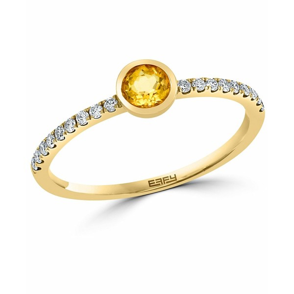 エフィー コレクション レディース リング アクセサリー EFFY® Yellow Sapphire (1/3 ct. t.w.) & Diamond (1/8 ct. t.w.) Bezel Rin