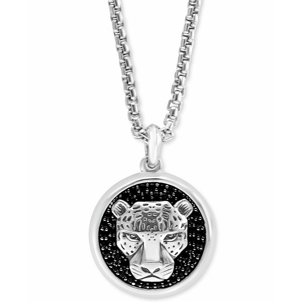 エフィー コレクション メンズ ネックレス・チョーカー アクセサリー EFFY® Men's Black Spinel Panther 22" Pendant Necklace in St