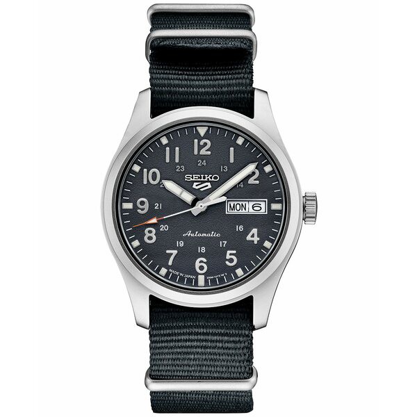 セイコー メンズ 腕時計 アクセサリー Men's Automatic 5 Sports Gray Nylon Strap Watch 43mm Gray