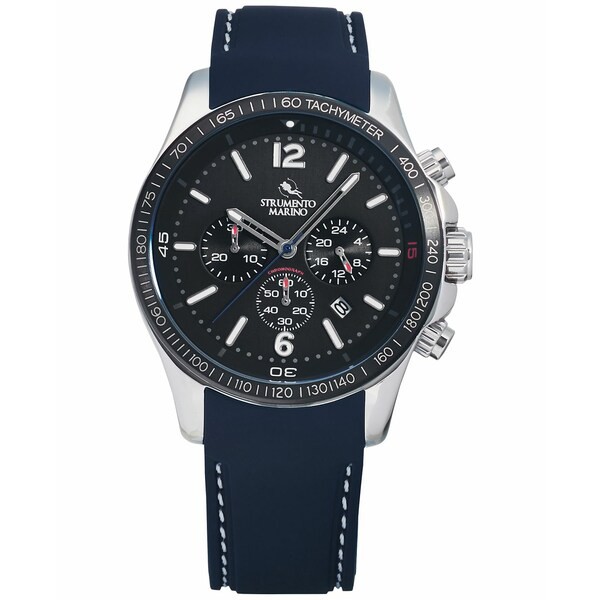 ストルメント マリーノ メンズ 腕時計 アクセサリー Men's Chronograph Lincoln Blue Silicone Strap Watch 45mm Black Dial & Blue Sili