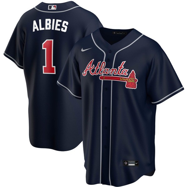 激安正規 ナイキ メンズ ユニフォーム トップス Ozzie Albies Atlanta Braves Nike Alternate Replica Player Name Jersey Navy ベスト ジレ Www Ramotop Eu