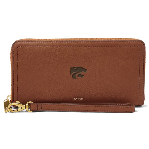 セール特価 Leather Women S Fossil Wildcats State Kansas アクセサリー 財布 レディース フォッシル Logan Brown Clutch Around Zip Rfid その他財布 Sutevalle Org