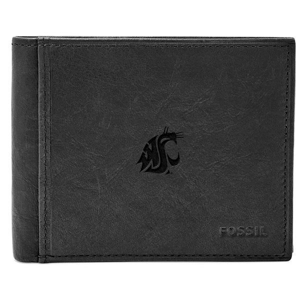 人気商品ランキング Leather Fossil Cougars State Washington アクセサリー 財布 メンズ フォッシル Ingram Black Wallet Bifold Id Flip Rfid 財布