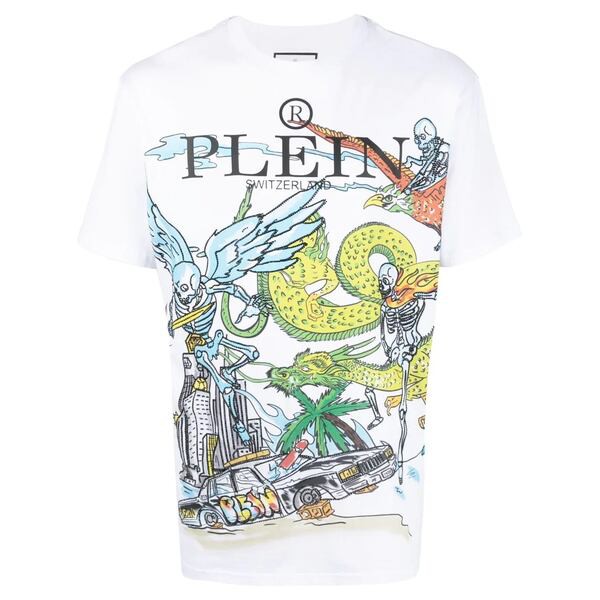 フィリッププレイン メンズ Tシャツ トップス Skeleton Tattoo Tシャツ '01 white'