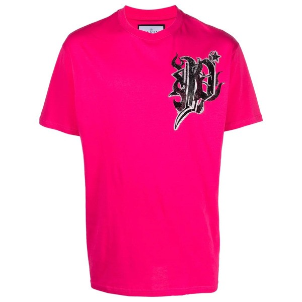 フィリッププレイン メンズ Tシャツ トップス ロゴ Tシャツ 33 FUXIA